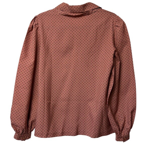 Givenchy Sport Vintage Brown & Black Polka Dot Button Down Blouse - Size 12 - Picture 7 of 8